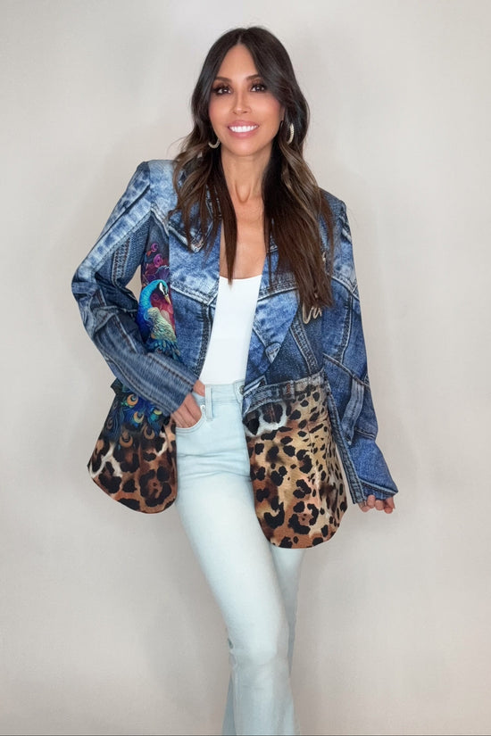 One Size Italian Parrot Leopard Print Blazer - Born To Glam Born To Glam