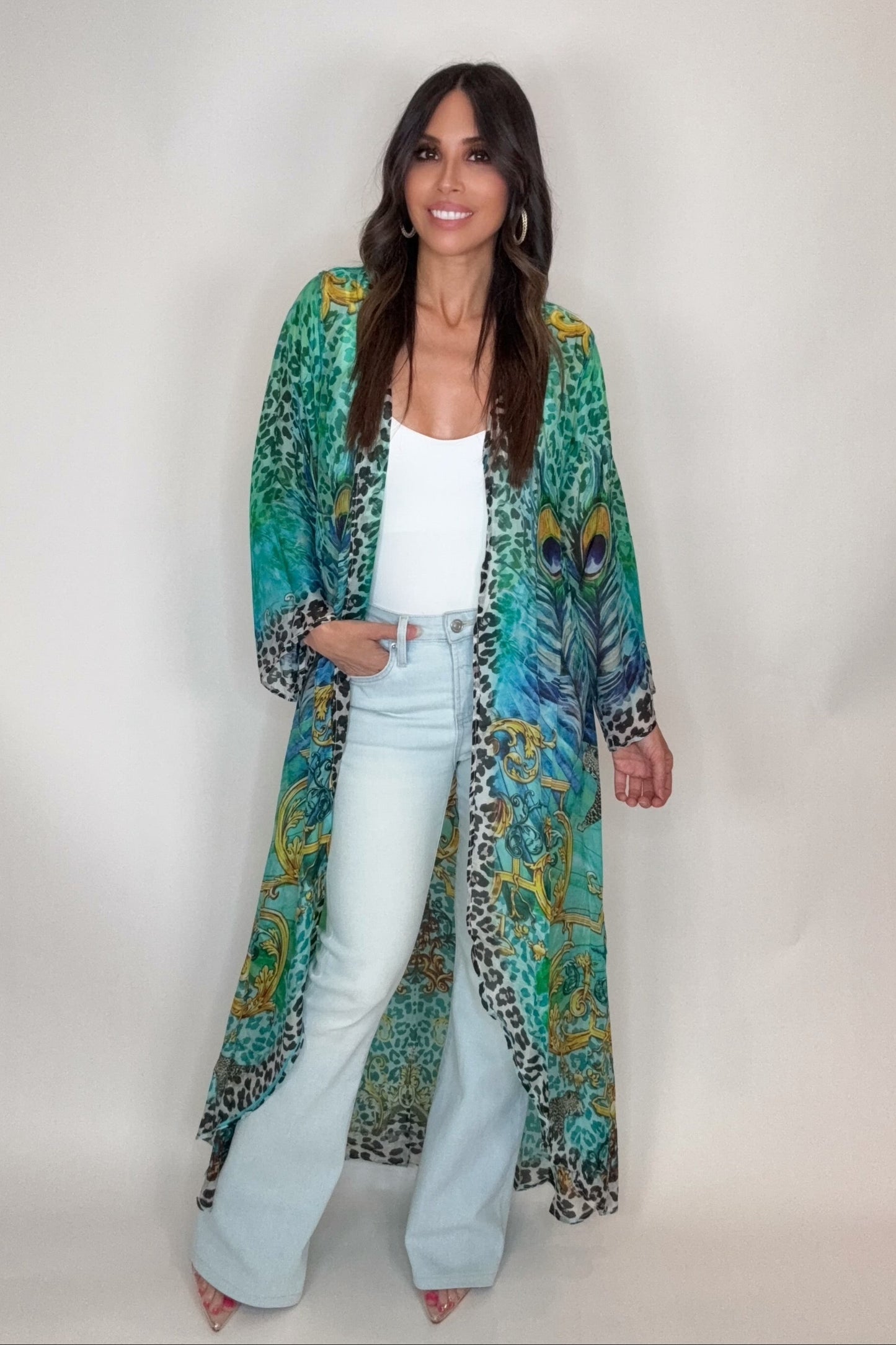 Turquoise Animal Print Duster - Born To Glam Born To Glam