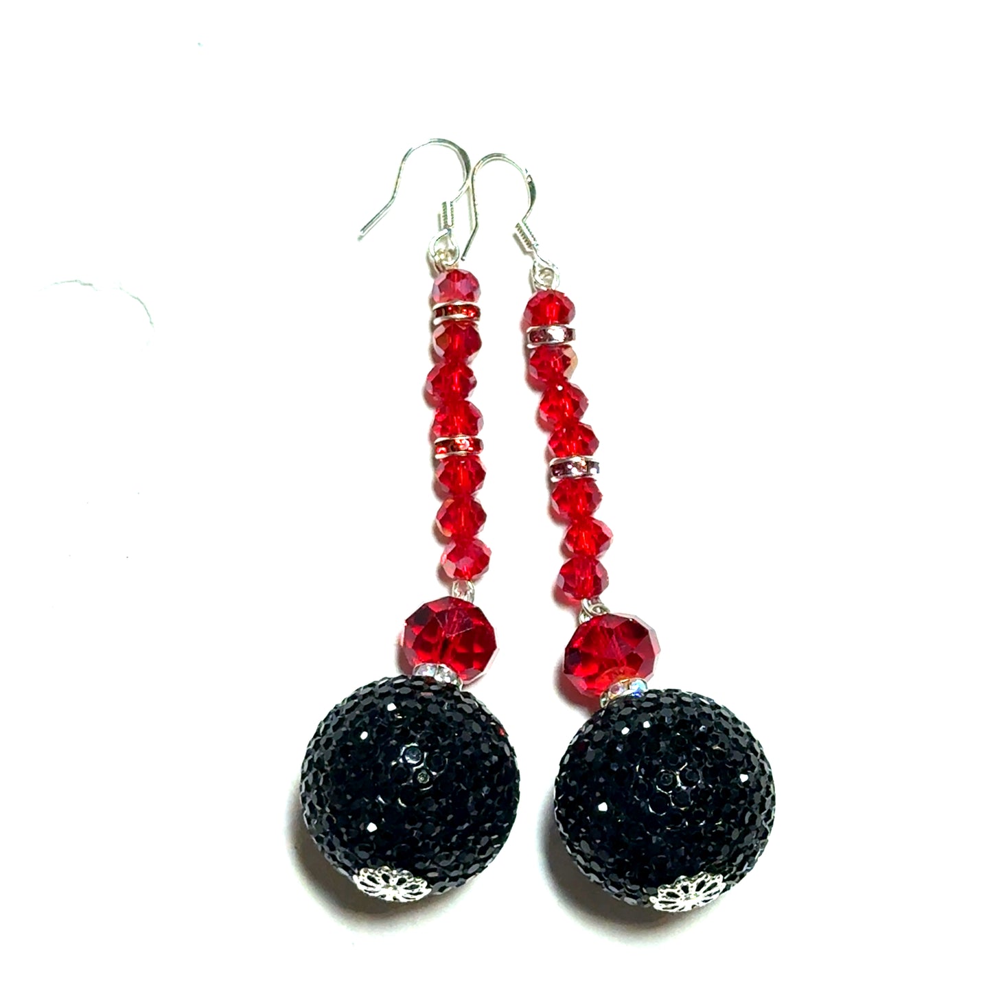 Red and Black Crystal Ball Statement Earring - Born To Glam Born To Glam