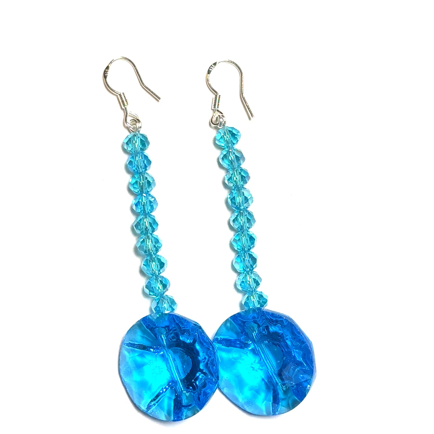Turquoise Disc Tiered Crystal Earring - Born To Glam Born To Glam