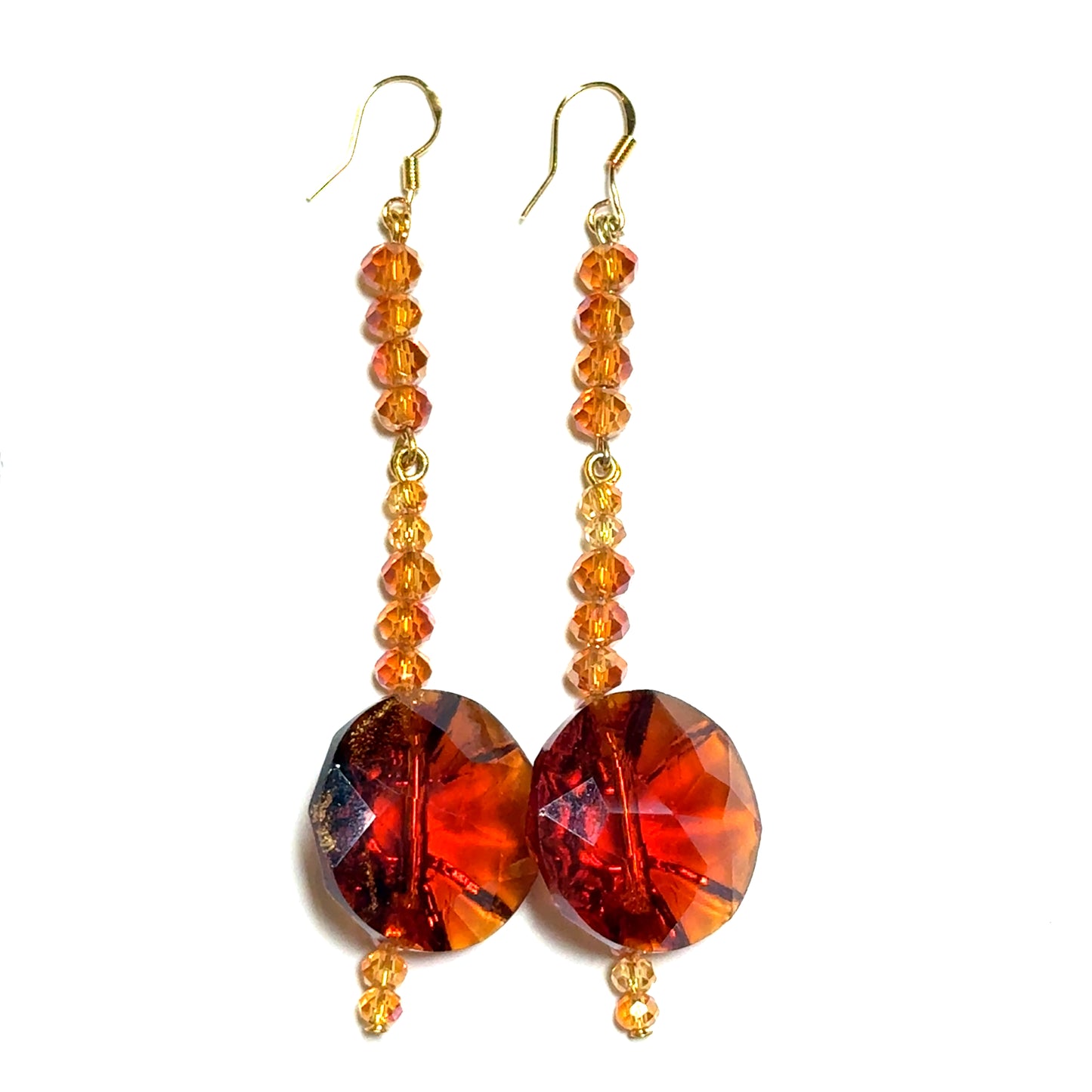 Brown Disc Tiered Crystal Earring - Born To Glam Born To Glam