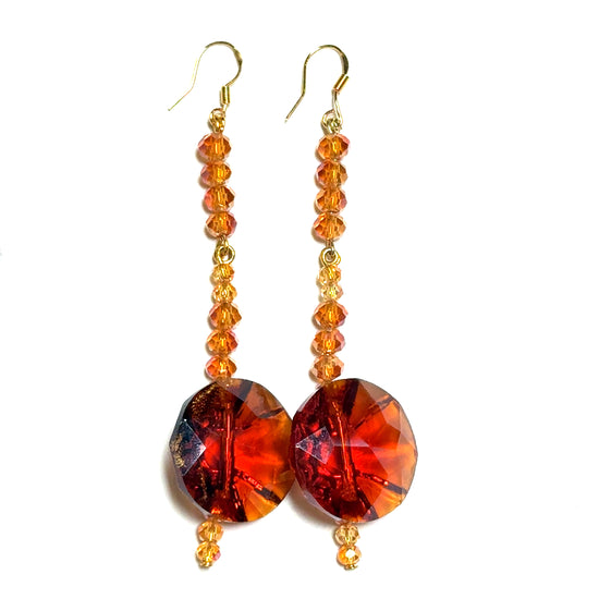 Brown Disc Tiered Crystal Earring - Born To Glam Born To Glam