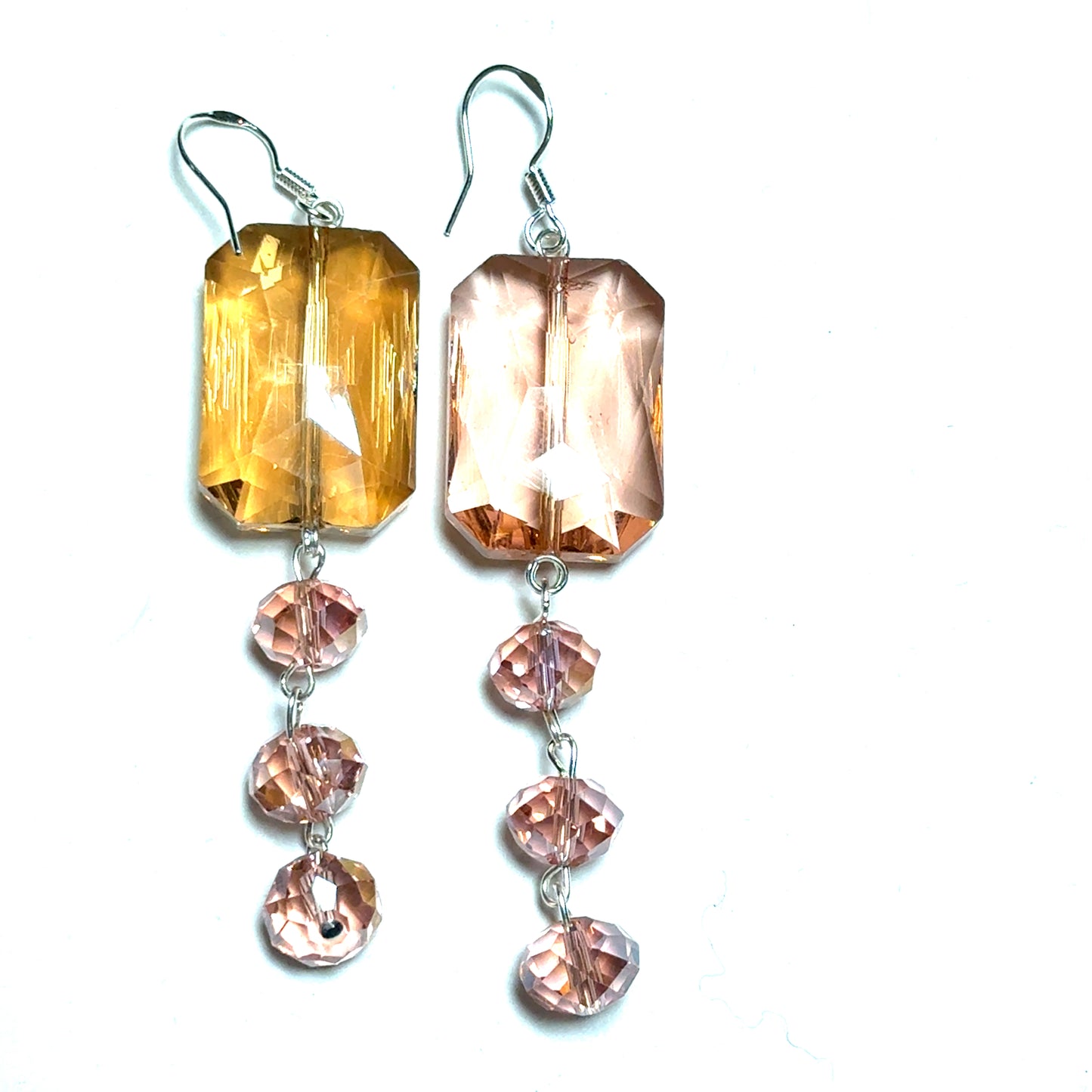 Champagne Rectangle Tiered Crystal Earring - Born To Glam Born To Glam