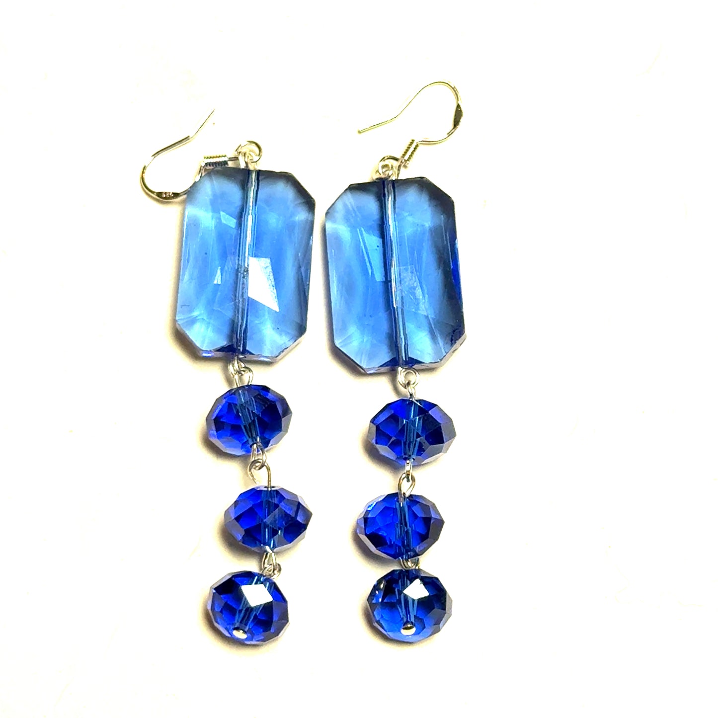 Blue Rectangle Tiered Crystal Earring - Born To Glam Born To Glam