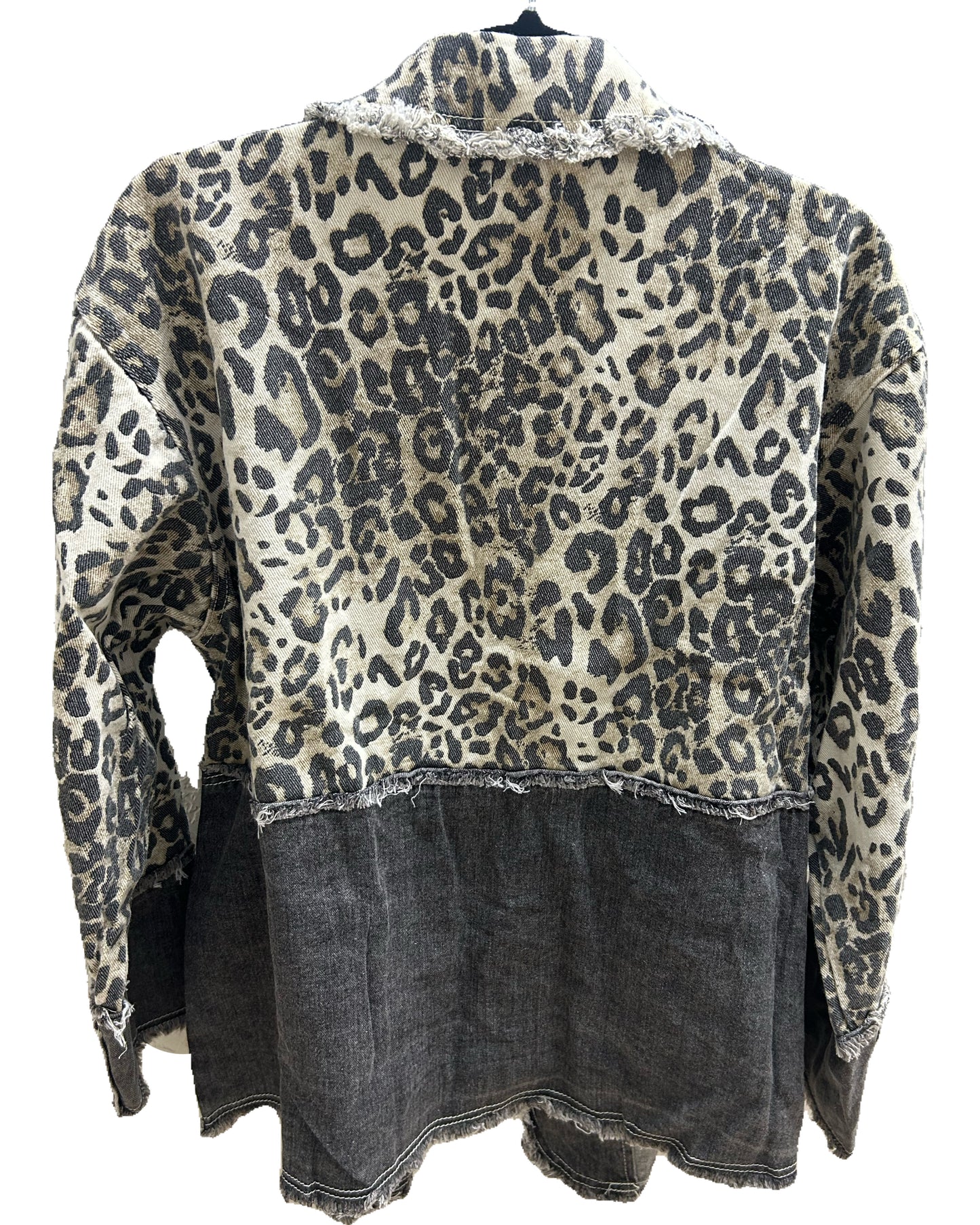 Noir Leopard Denim Blazer - Born To Glam Born To Glam