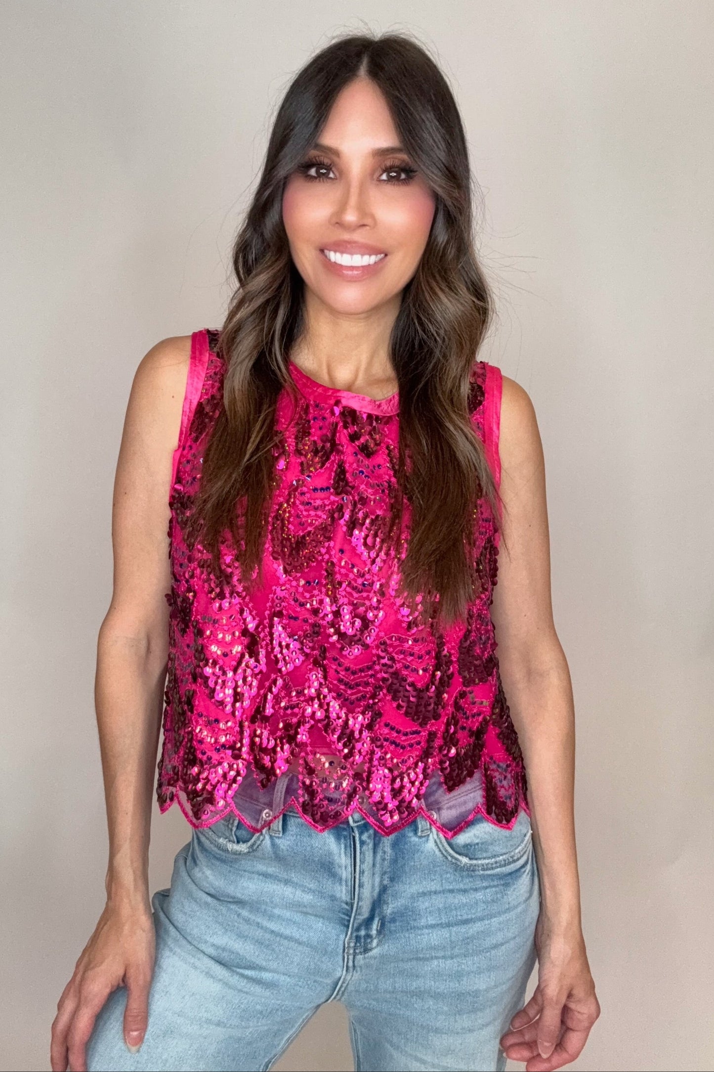 Pink Embellished Sequin Top - Born To Glam Born To Glam