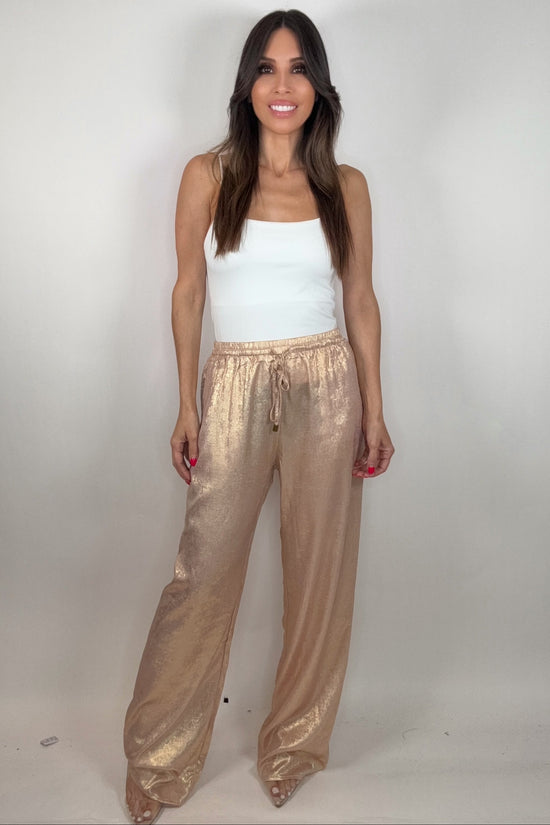 Metallic Wide Leg Pants - Born To Glam Born To Glam