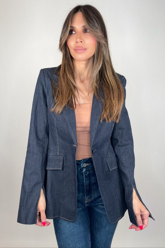 Dark Denim Blazer Born To Glam