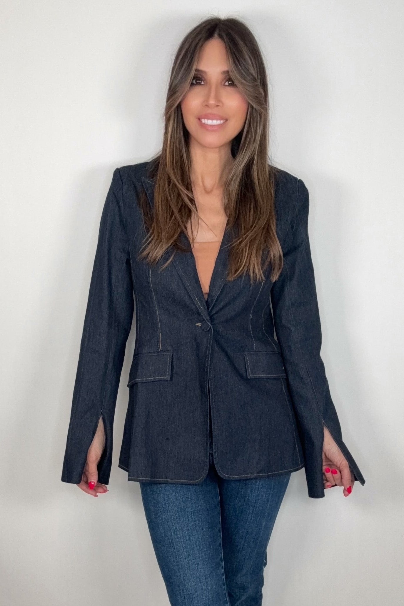 Dark Denim Blazer Born To Glam