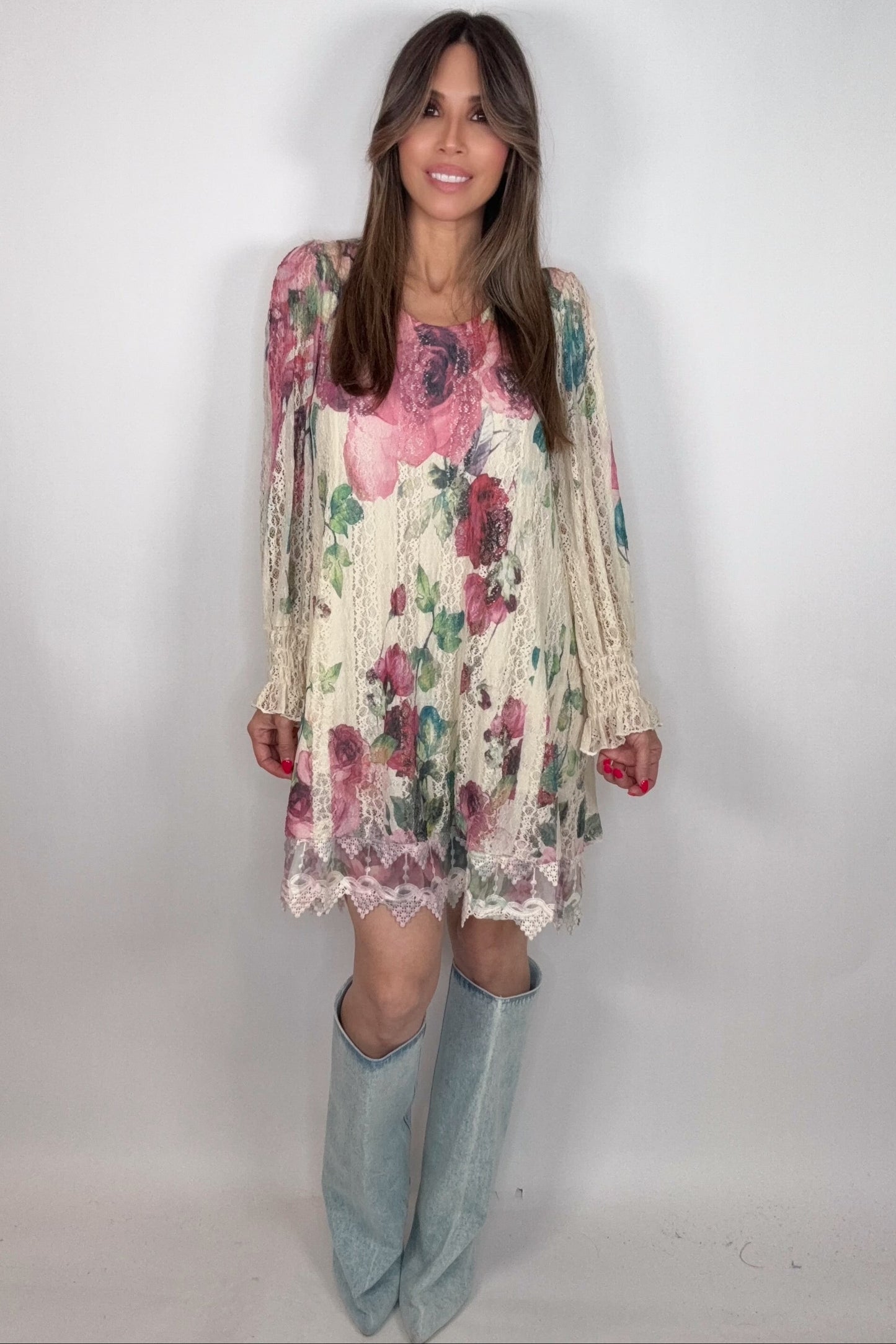 Rose Graceful Lace Tunic Top - Born To Glam Born To Glam