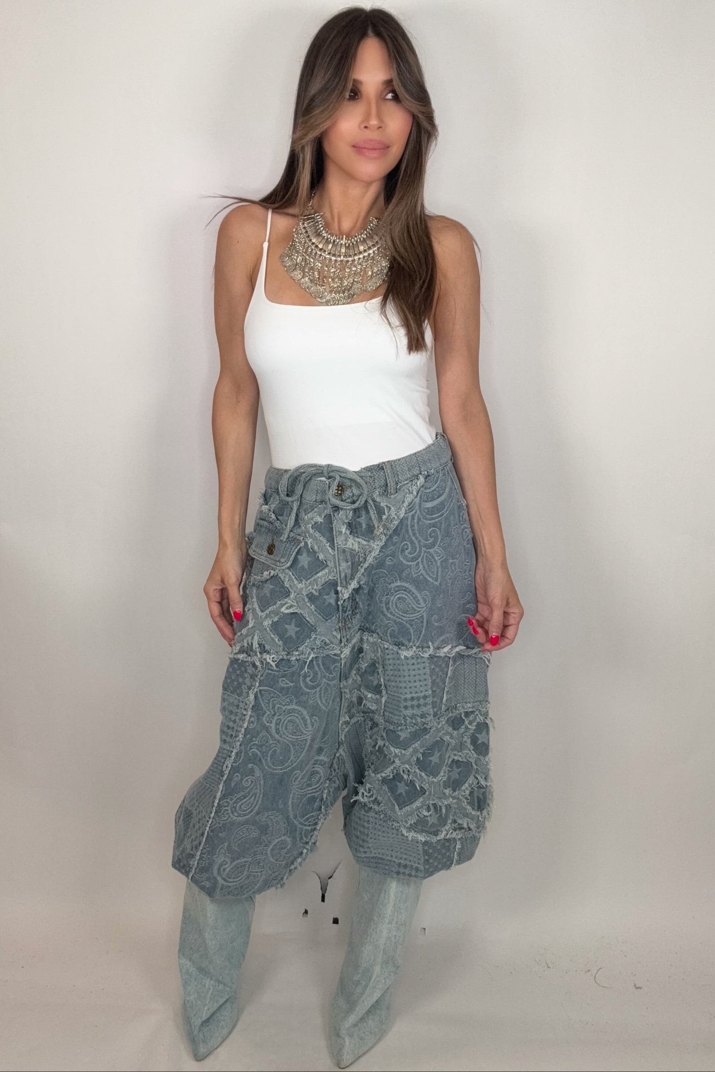 Denim Paisley Genie Pant Born To Glam