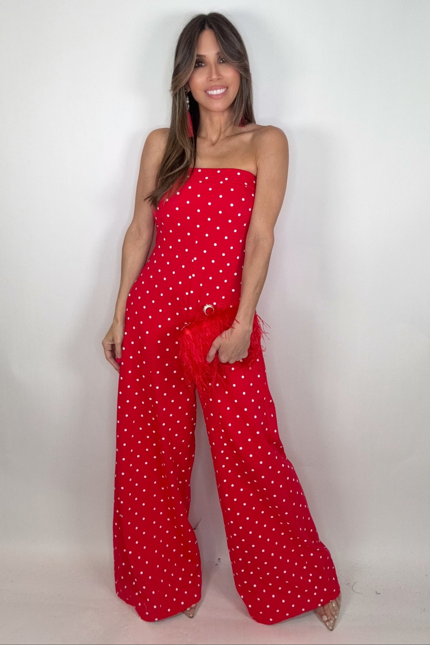RED POLKA DOT JUMPSUIT - Born To Glam Born To Glam