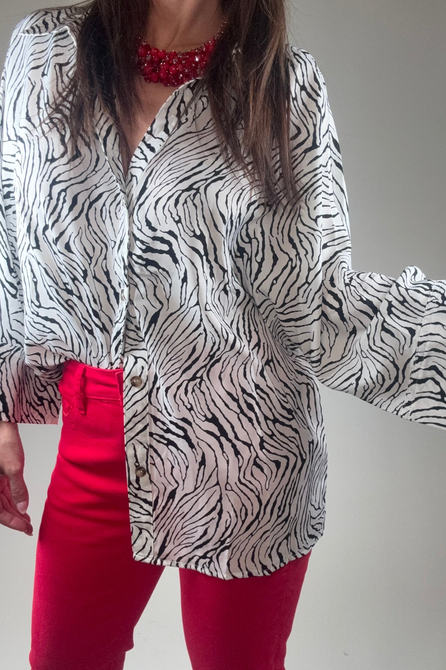 Zebra Print Button Down Top - Born To Glam Born To Glam