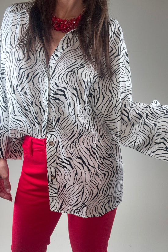 Zebra Print Button Down Top - Born To Glam Born To Glam