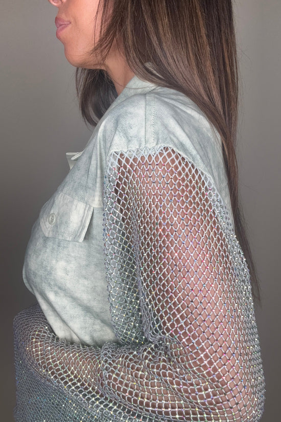 Mint Tye Dye Crystal Sleeve Jacket - Born To Glam Born To Glam