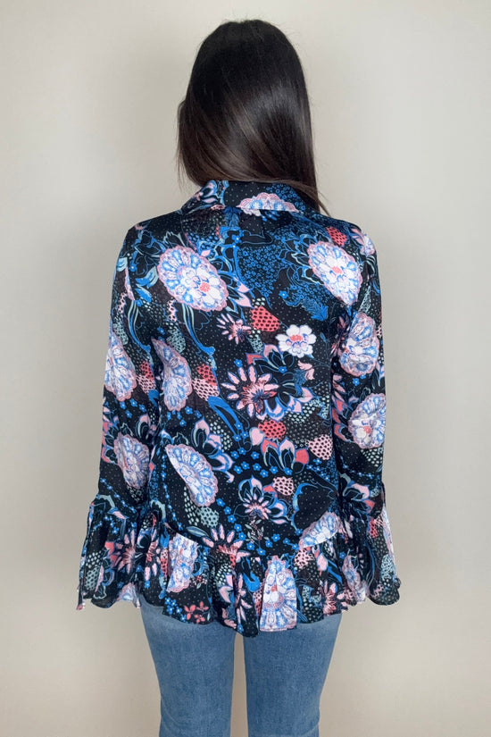 Black Ruffle Flare Sleeve Top - Born To Glam Born To Glam