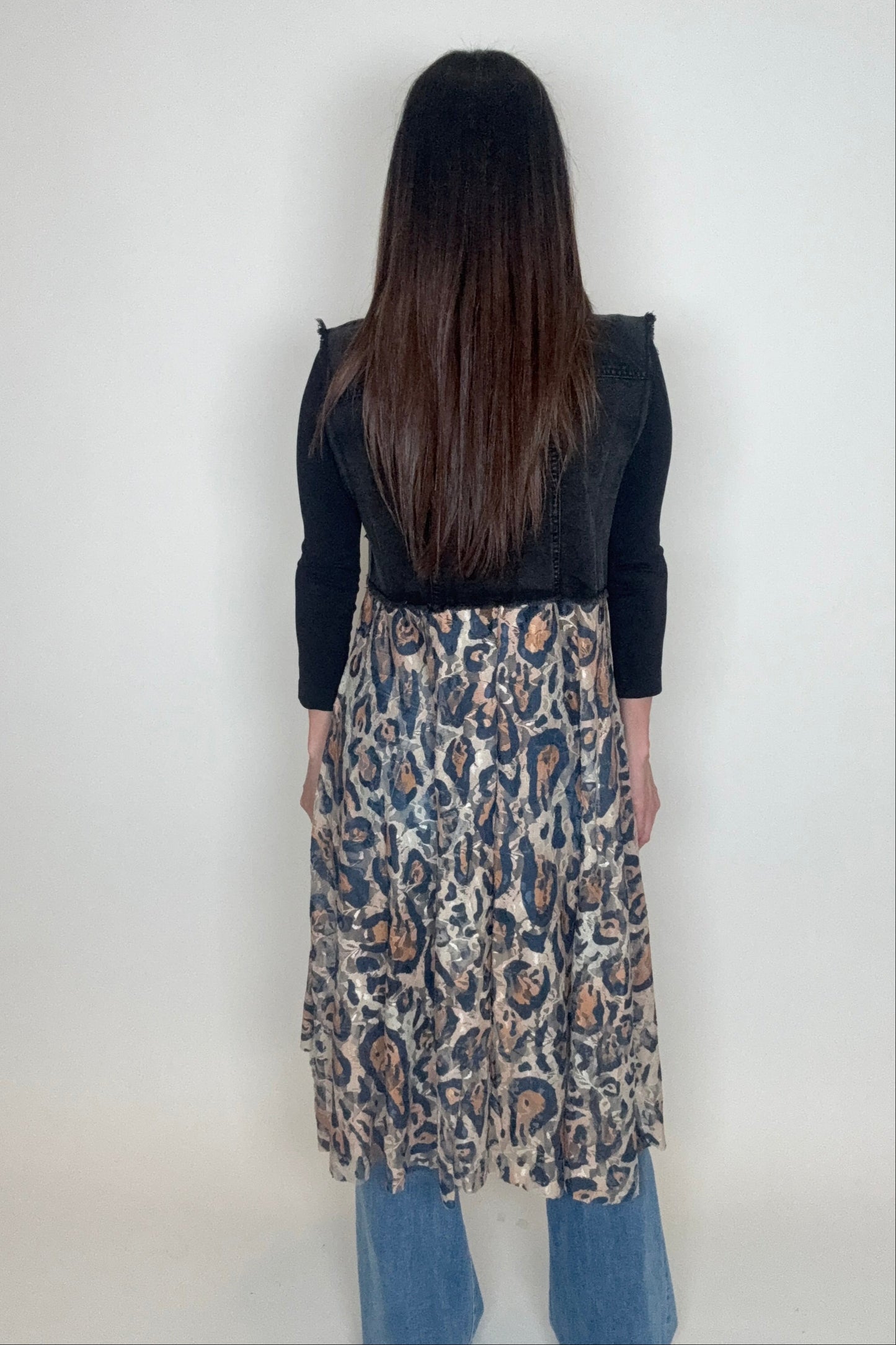 Cropped Denim Leopard Vest - Born To Glam Born To Glam