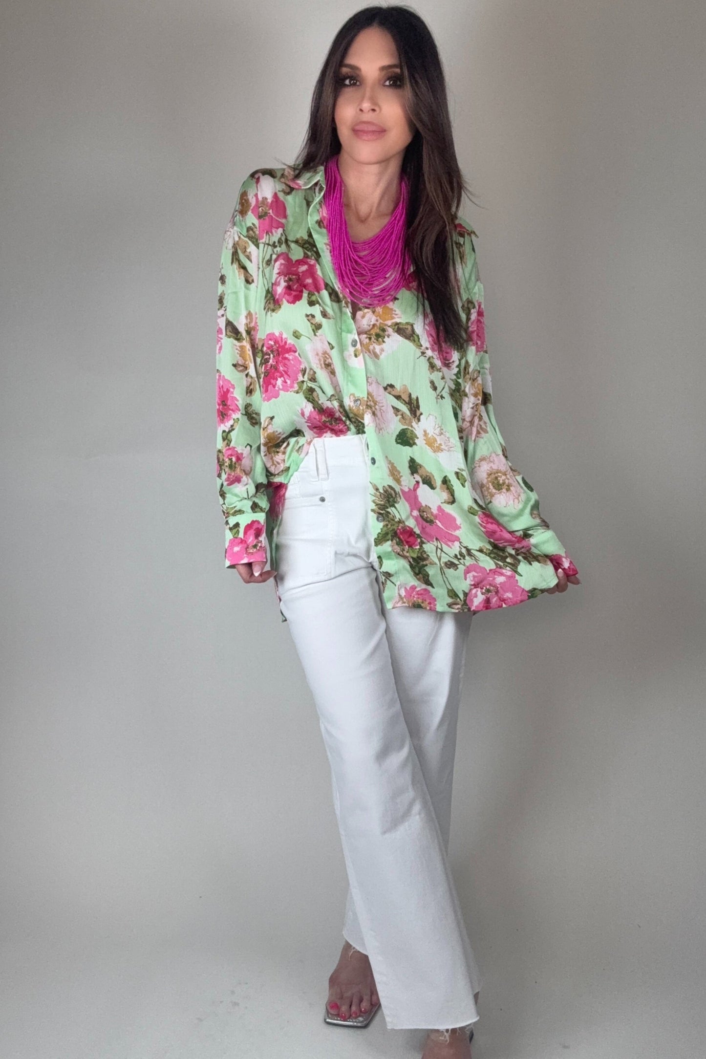 Mint & Pink Floral Top - Born To Glam Born To Glam