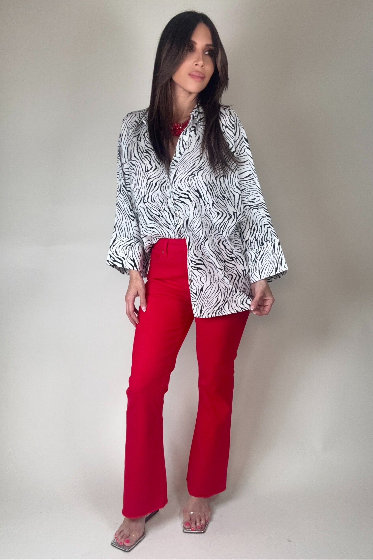 Zebra Print Button Down Top - Born To Glam Born To Glam