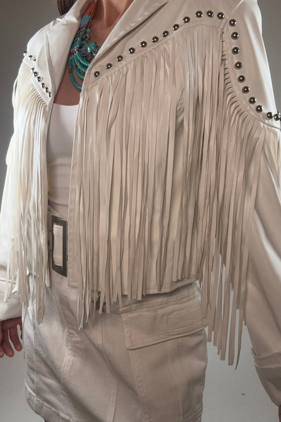 Silver Studded Fringe Jacket Born To Glam