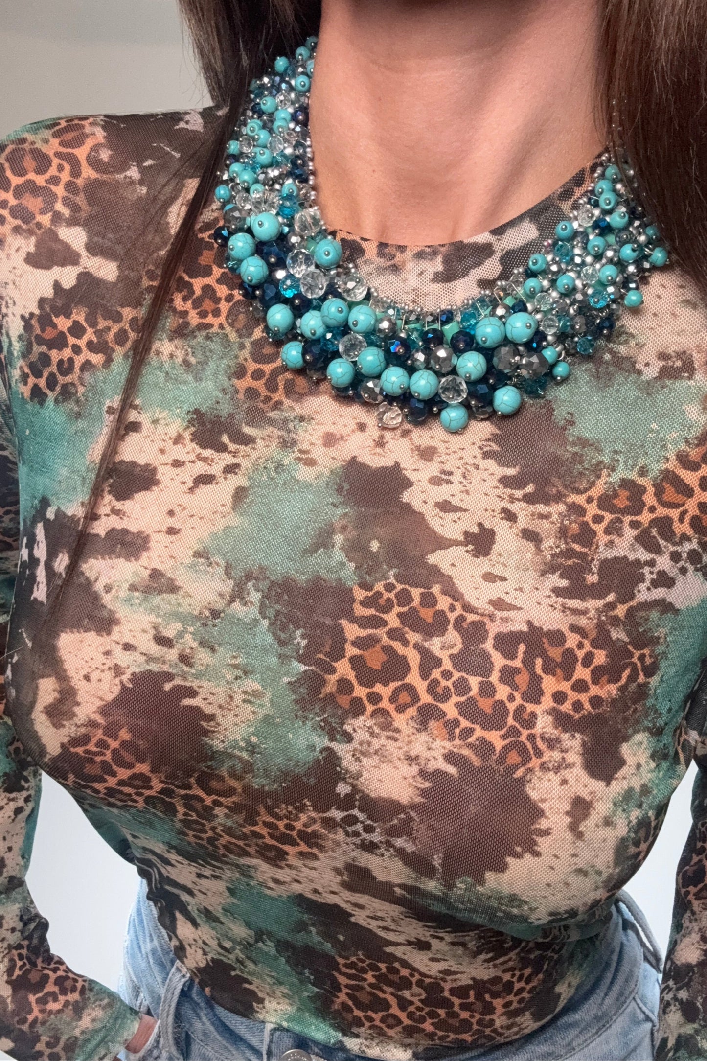 Harper Teal Statement Necklace - Born To Glam Born To Glam
