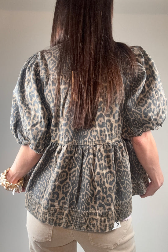 Puff Sleeve Leopard Print Top Born To Glam