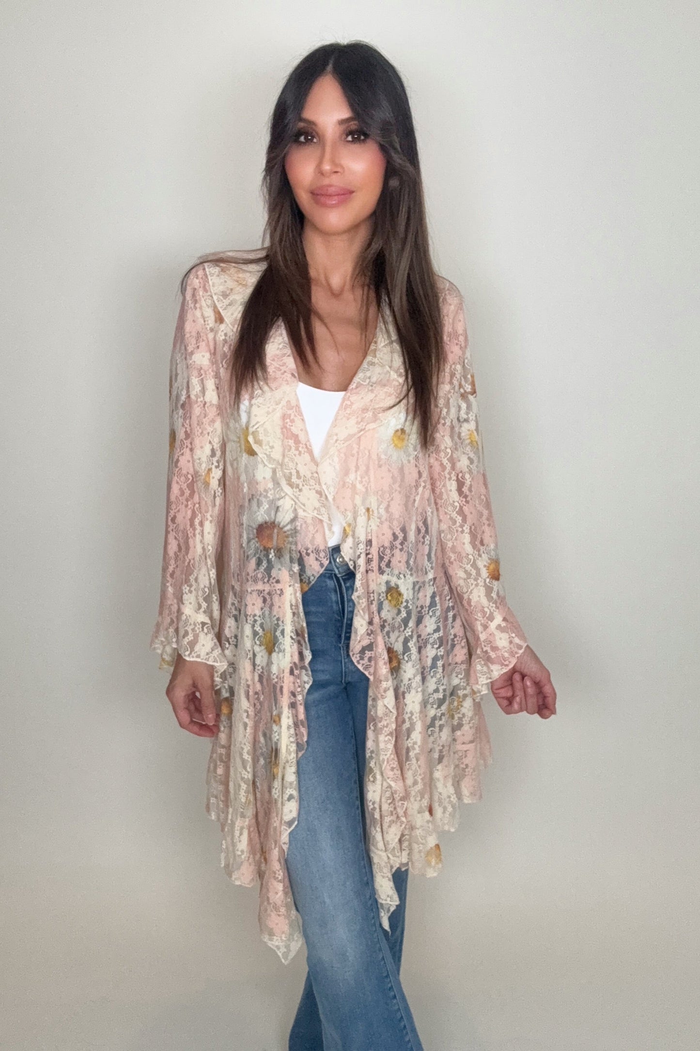 Pink Daisy Ruffle Cardigan - Born To Glam Born To Glam