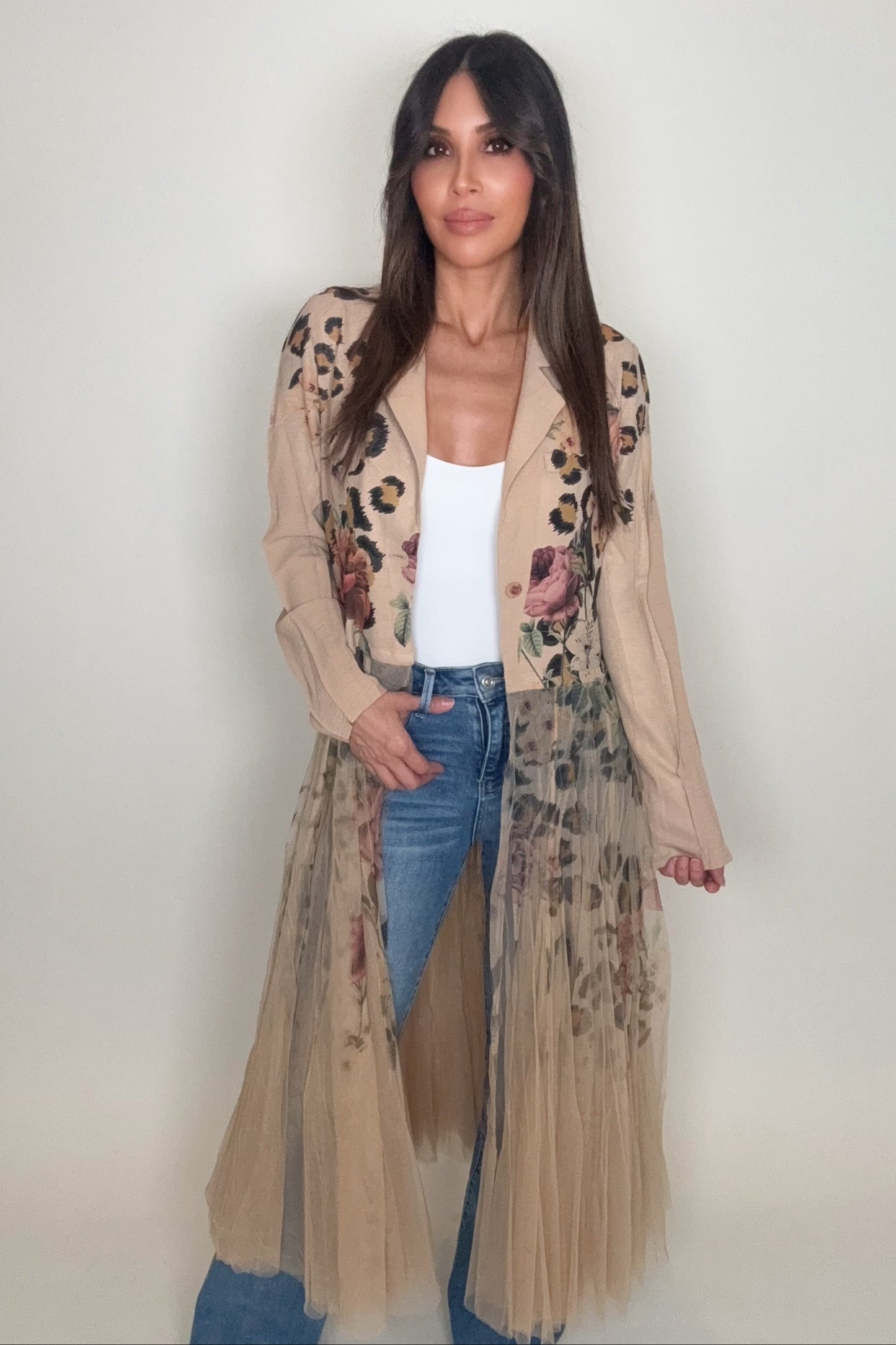 Leopard Rose Cardigan Blazer - Born To Glam Born To Glam