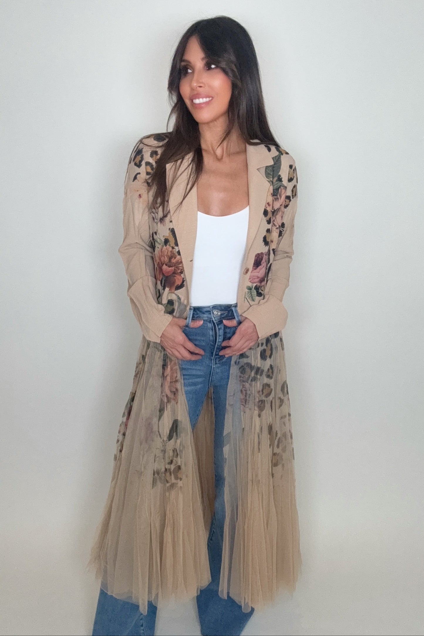 Leopard Rose Cardigan Blazer - Born To Glam Born To Glam