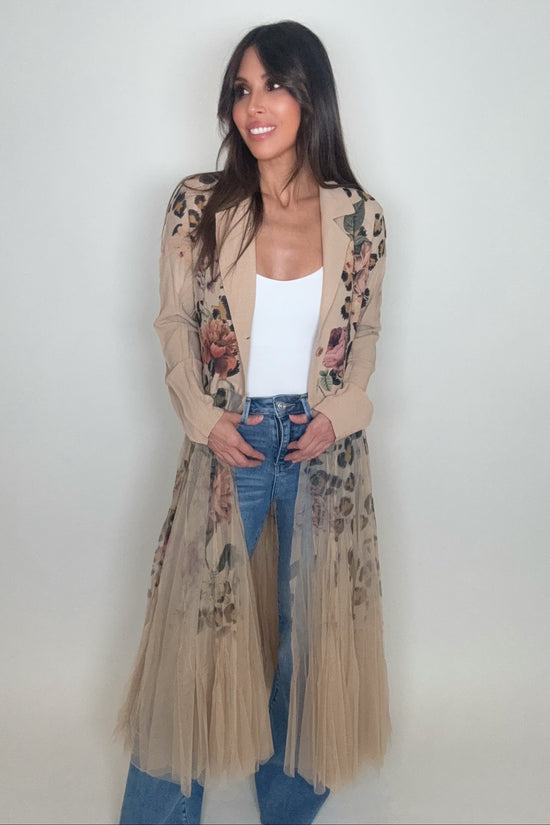 Leopard Rose Cardigan Blazer - Born To Glam Born To Glam