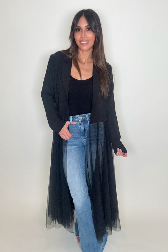 Black Mesh Cardigan Blazer - Born To Glam Born To Glam