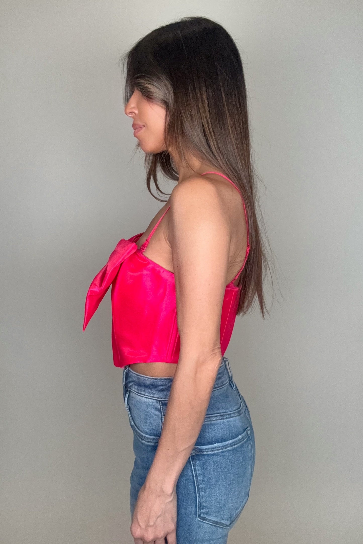 Sleeveless Big Bow Corset Detail Top - Born To Glam Born To Glam