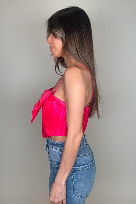 Sleeveless Big Bow Corset Detail Top - Born To Glam Born To Glam