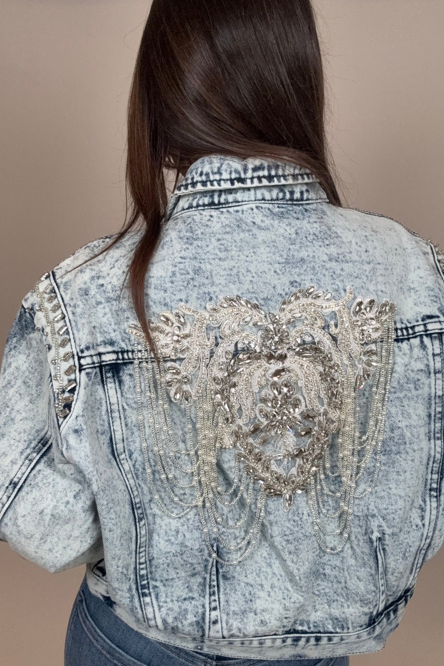 Beaded Acid Was Denim Jacket Born To Glam
