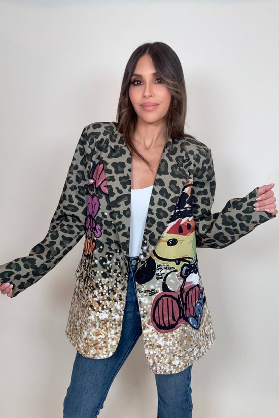 Gold Snoopy Leopard Print Blazer Born To Glam