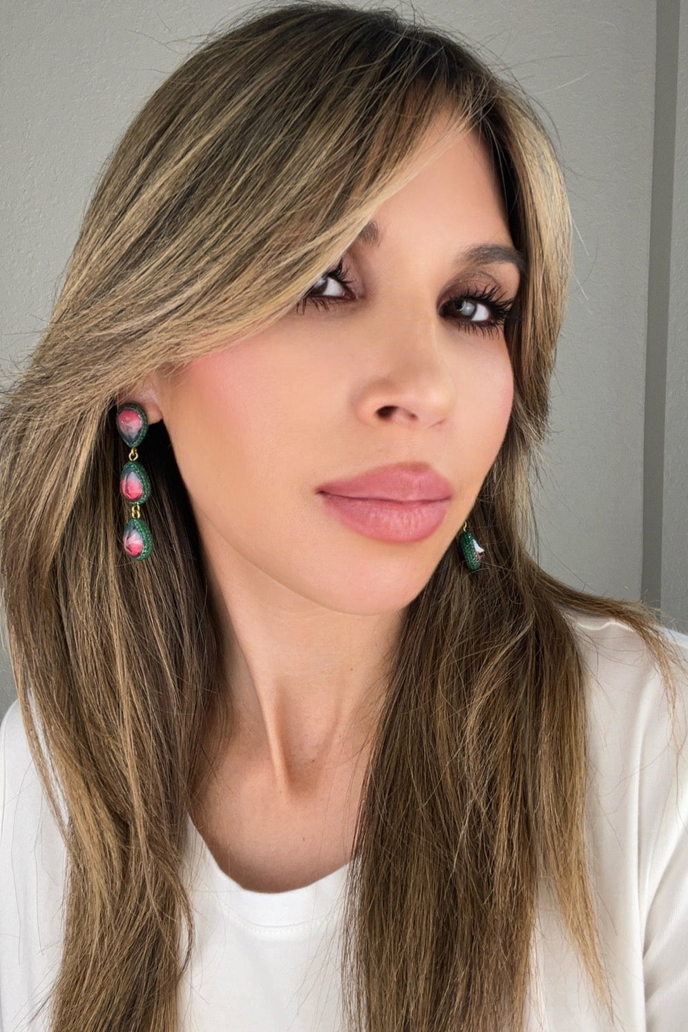 Teardrop Multicolor Gemstone Crystal Sterling Silver Triple Drop Earrings - Born To Glam Born To Glam