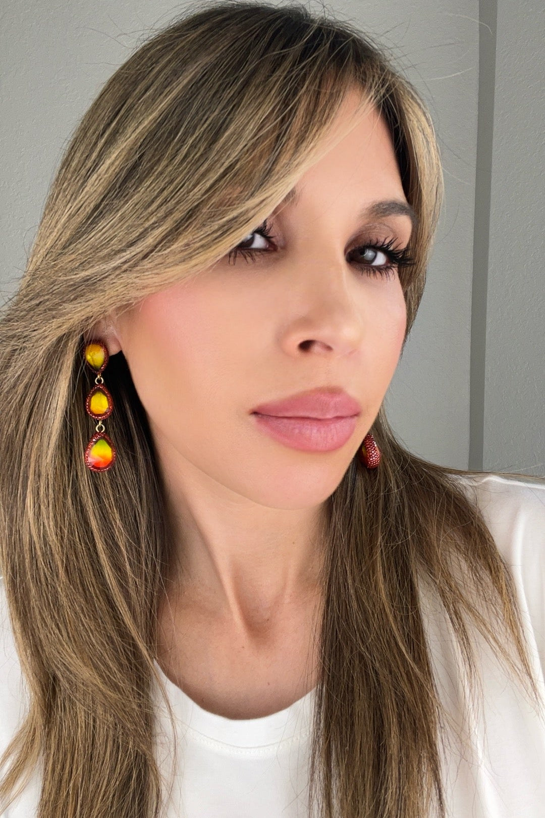 Teardrop Multicolor Gemstone Crystal Sterling Silver Triple Drop Earrings - Born To Glam Born To Glam