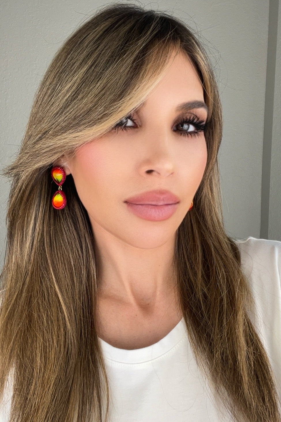 Teardrop Multicolor Gemstone Crystal Sterling Silver Double Drop Earrings - Born To Glam Born To Glam