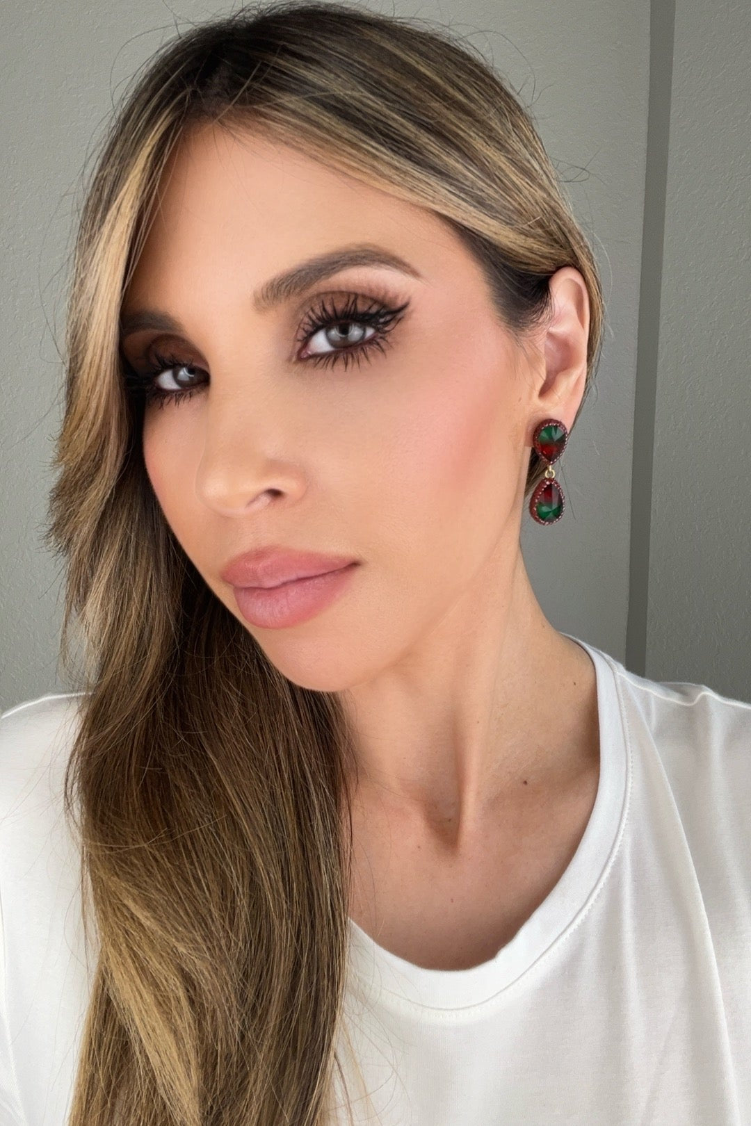 Teardrop Multicolor Gemstone Crystal Sterling Silver Double Drop Earrings - Born To Glam Born To Glam