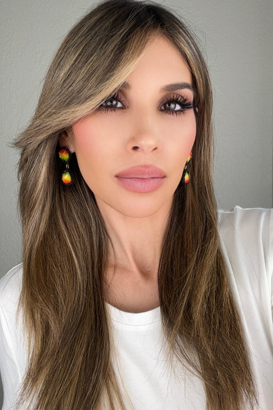 Teardrop Multicolor Gemstone Crystal Sterling Silver Double Drop Earrings - Born To Glam Born To Glam