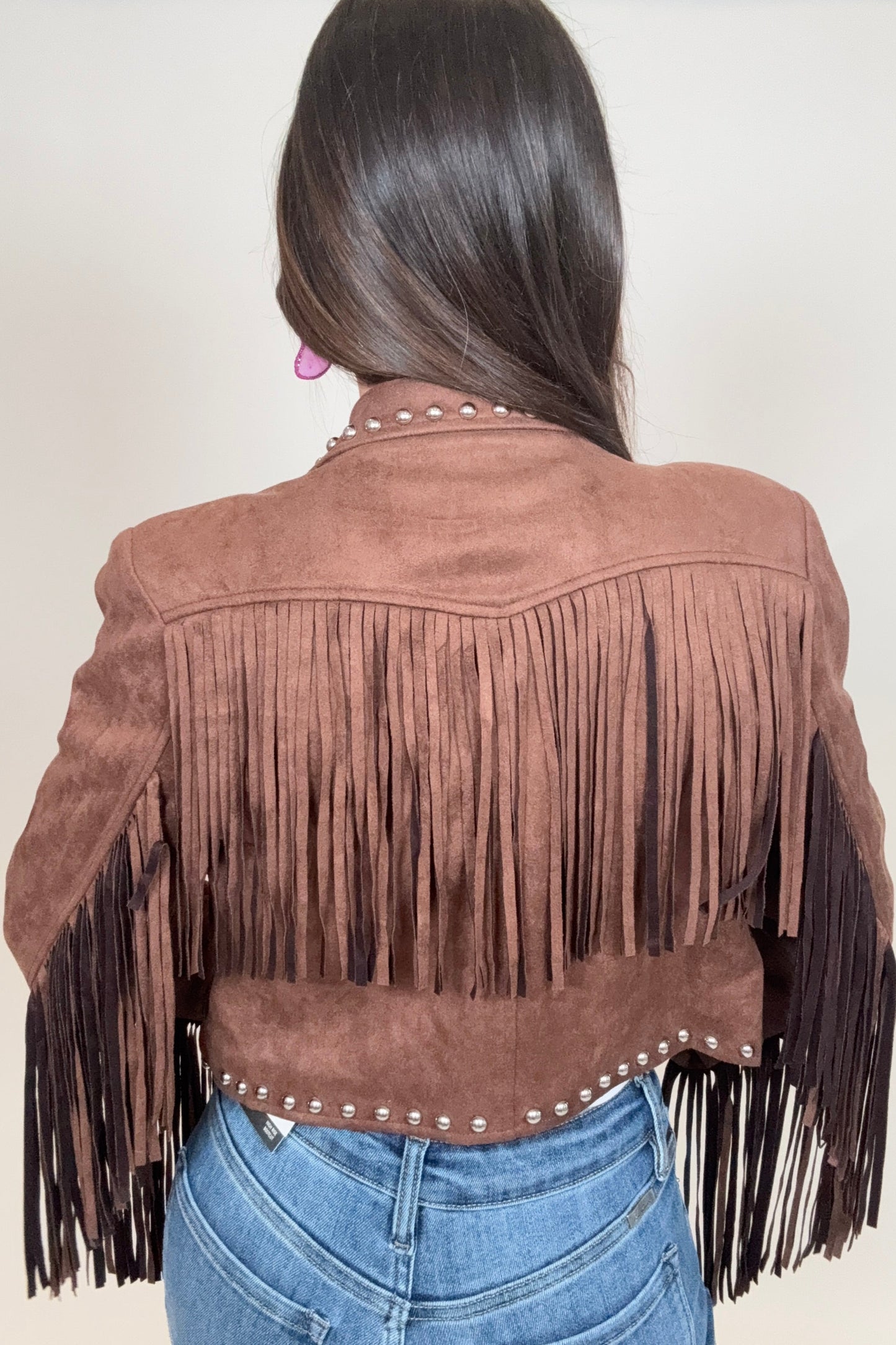 Chocolate Fringe Stud Jacket - Born To Glam Born To Glam