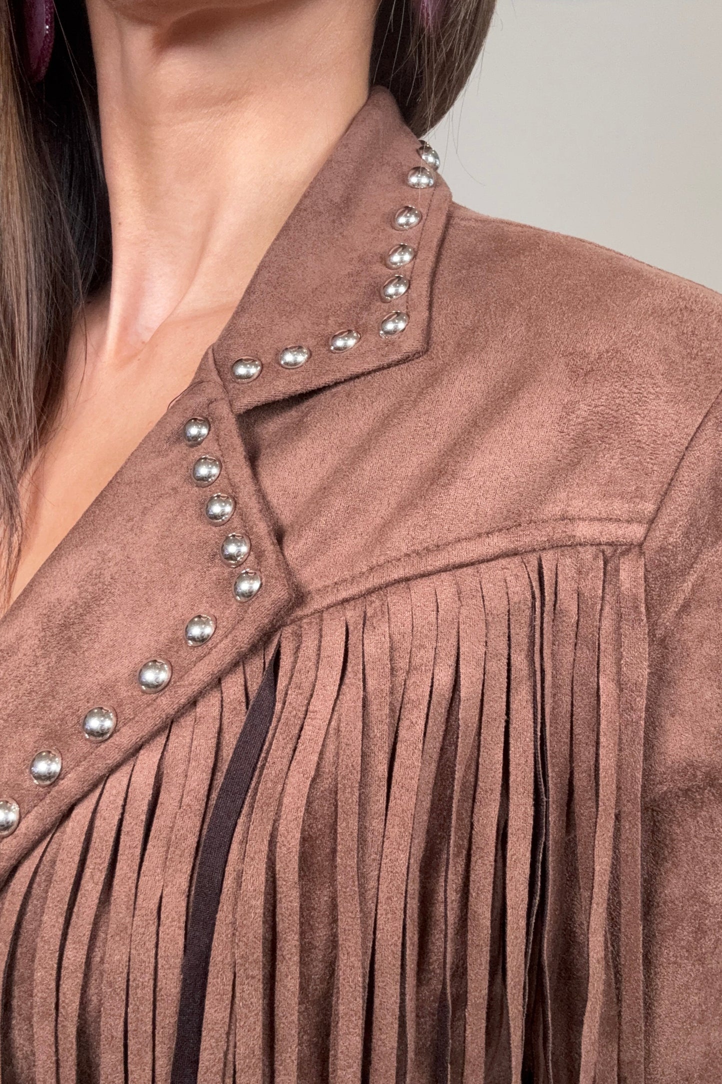 Chocolate Fringe Stud Jacket - Born To Glam Born To Glam