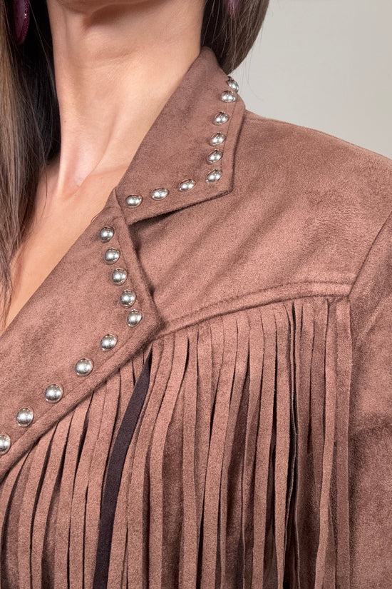 Chocolate Fringe Stud Jacket - Born To Glam Born To Glam