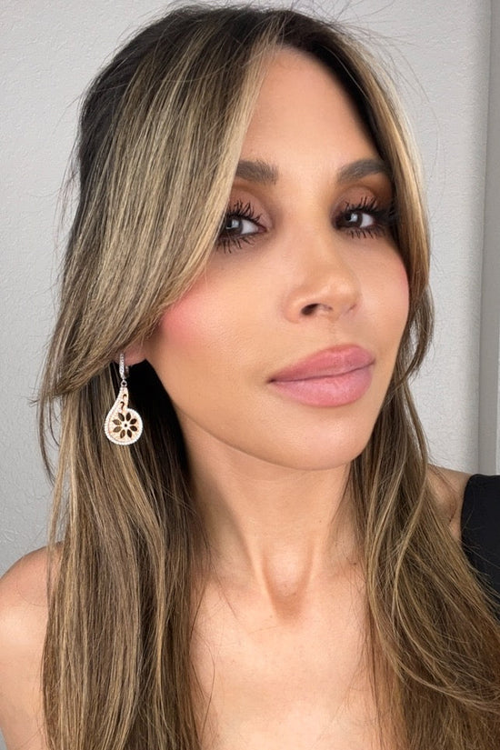 Rose Gold Floral Sterling Silver Earring - Born To Glam Born To Glam