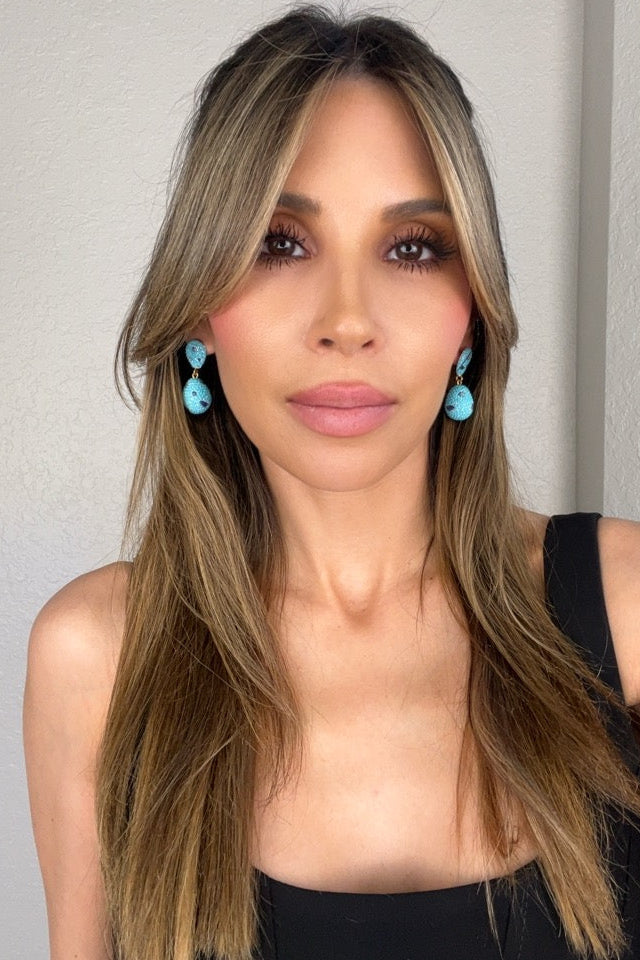 Turquoise Crystal & Quartz Sterling Silver Dangle Earring - Born To Glam Born To Glam