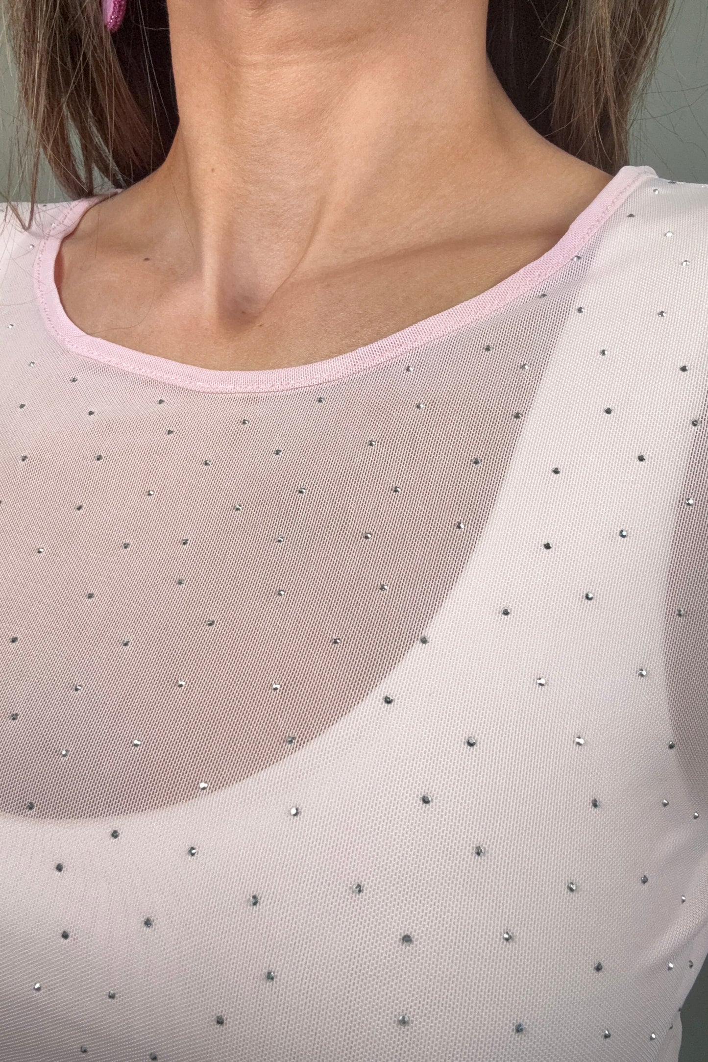 Pink Crystal Mesh Top - Born To Glam Born To Glam