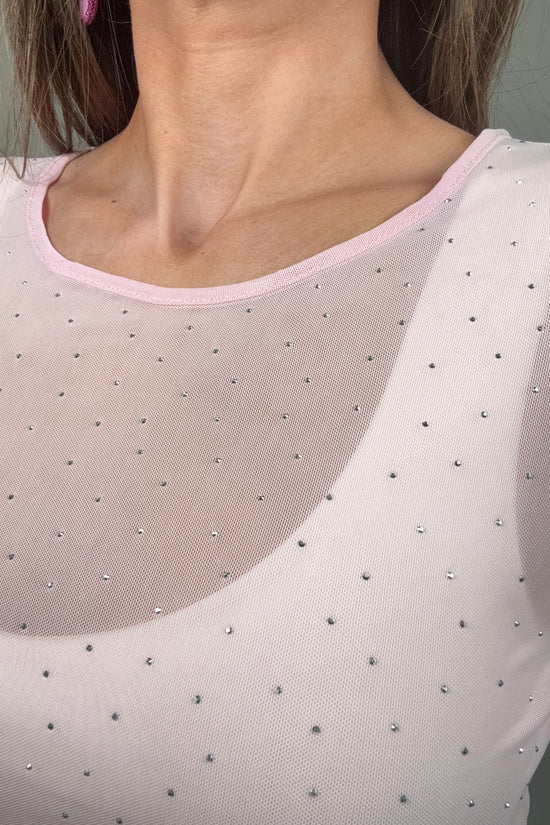 Pink Crystal Mesh Top - Born To Glam Born To Glam