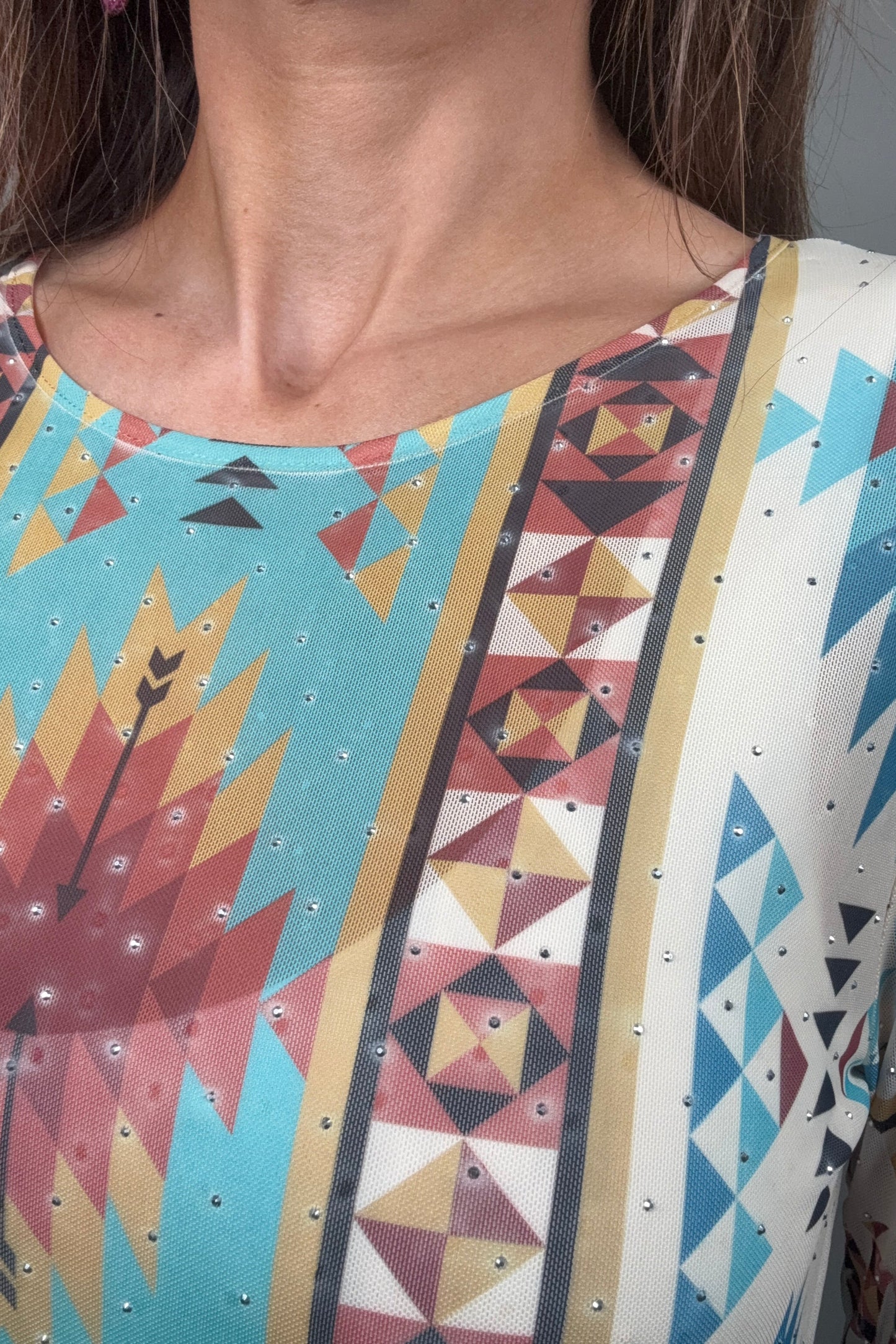 Turquoise Crystal Mesh Top Born To Glam