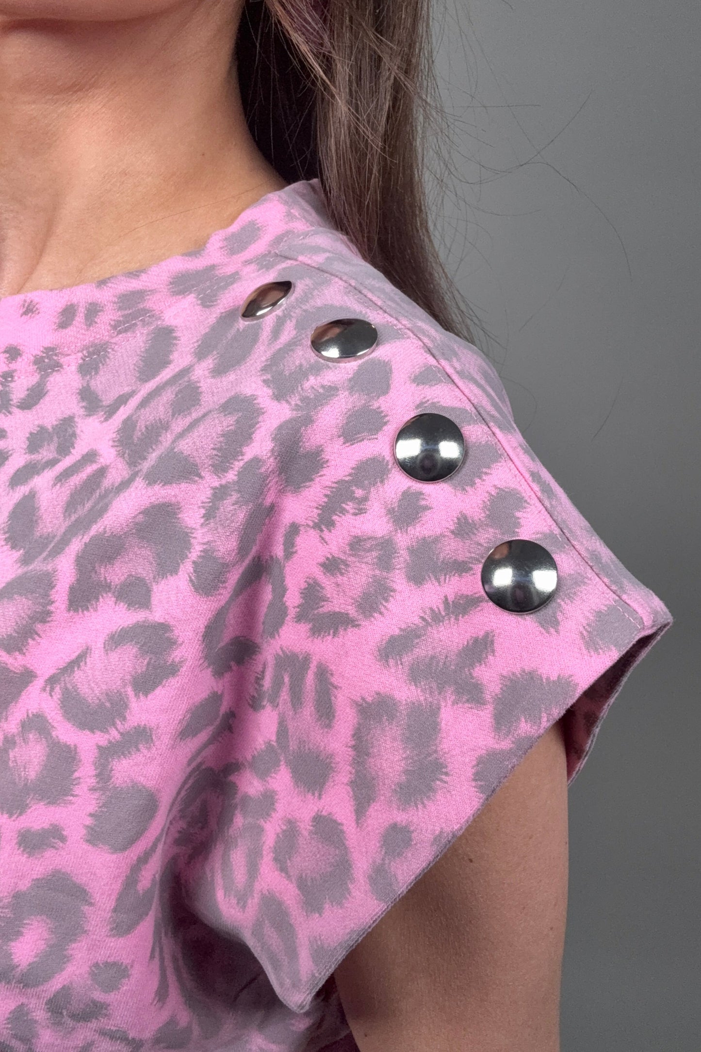 Pink Leopard Print Embellished Top - Born To Glam Born To Glam