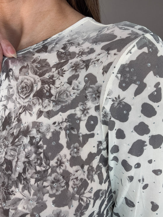 Sparkly Rose Mesh Top - Born To Glam Born To Glam